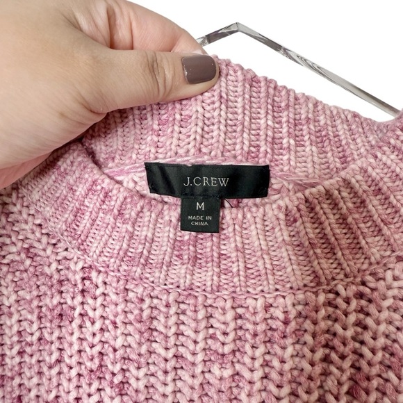 J. Crew Pink Marled Cotton Blend Women’s Chunky Crew Neck Preppy Sweater Sz M - Picture 3 of 11
